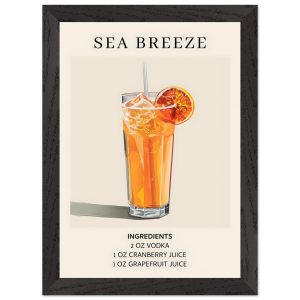 Artfulprints Poster met Lijst Sea Breeze cocktail – Ingrediënten – A4 Artfulprints Poster met Lijst Sea Breeze cocktail – Ingrediënten – A4