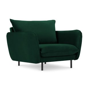 Cosmopolitan Design Fauteuil Vienna flueel, flessengroen – 94x97x95cm