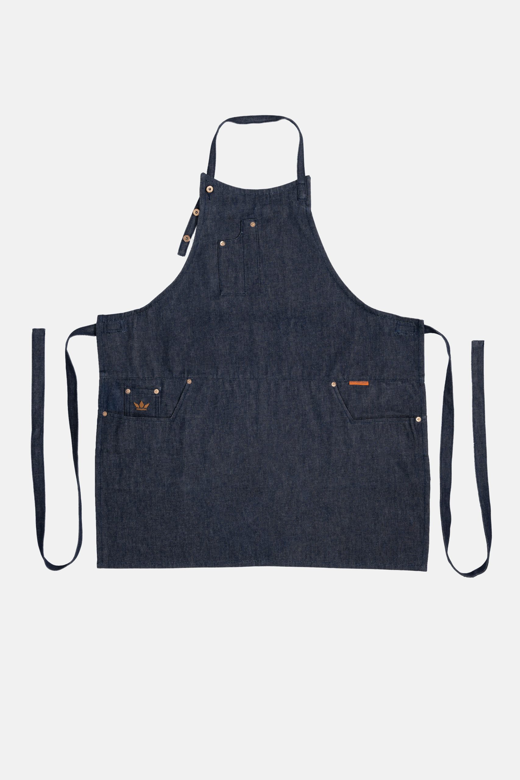 Dutchdeluxes Keuken -en Barbecue - schort met 5 zakken - Blauw denim