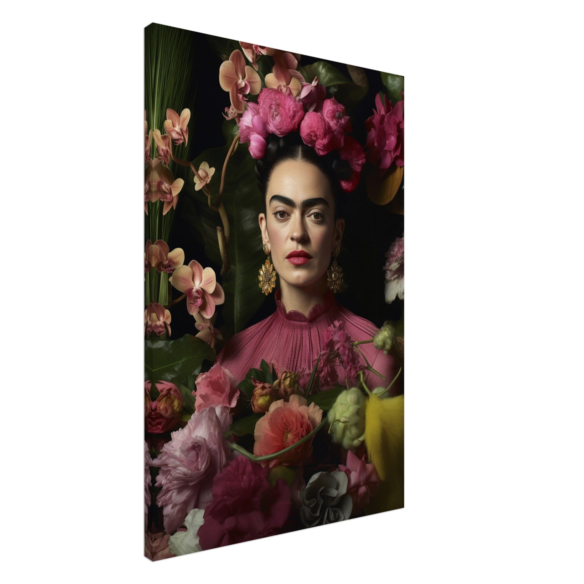 Artfulprints Canvas Frida Kahlo – Floral portrait canvas - 60x90 cm -