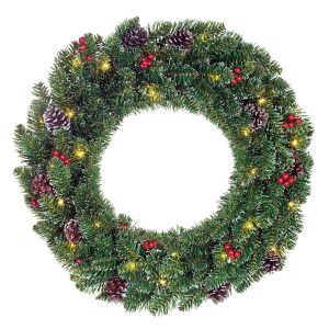 Black Box Trees Creston Kerstkrans met LED Verlichting – Ø60 cm – Groe Black Box Trees Creston Kerstkrans met LED Verlichting – Ø60 cm – Groe