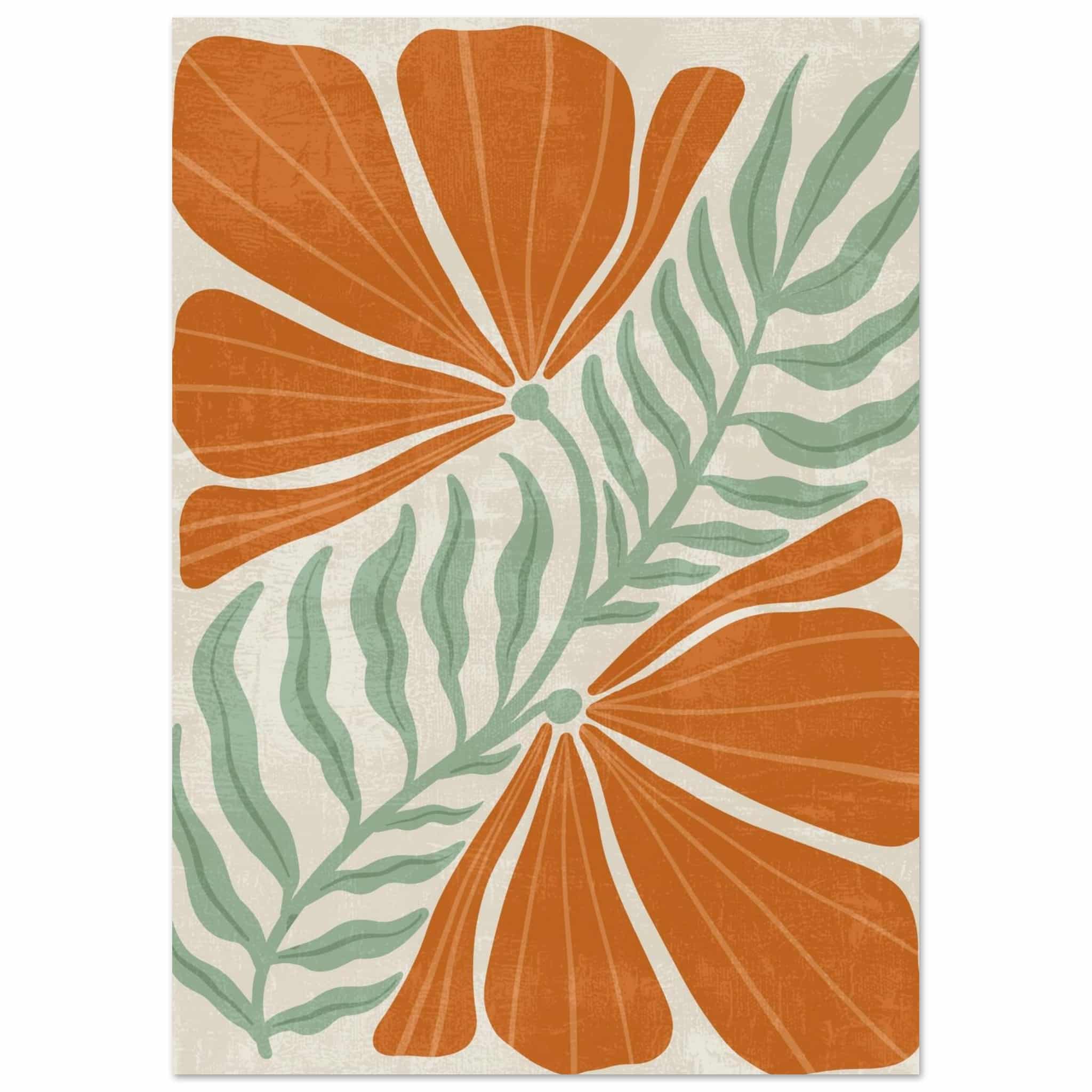 Artfulprints Poster Boho – Orange florals - A4 21x29.7 cm - Oranje