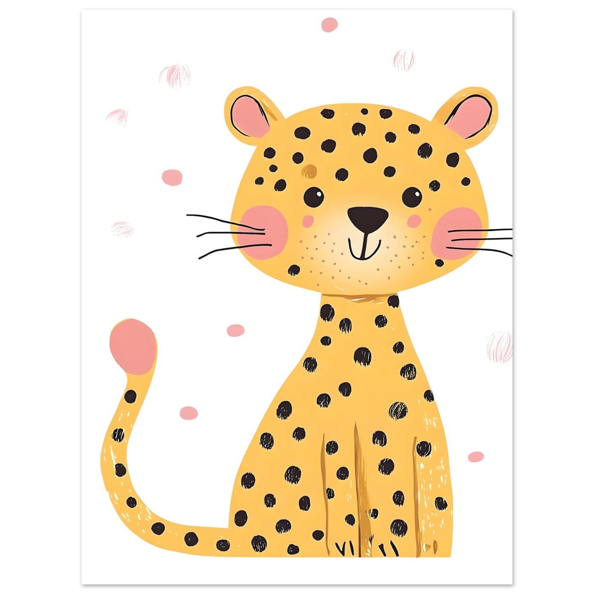 Artfulprints Poster Kleine luipaard - 30x40 cm - Geel