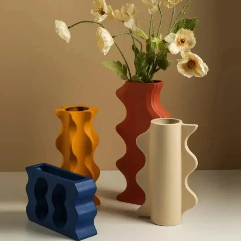 ModernVibe – Geometrische Keramische Bloemenvaas Voor Stijlvolle Woondecoratie