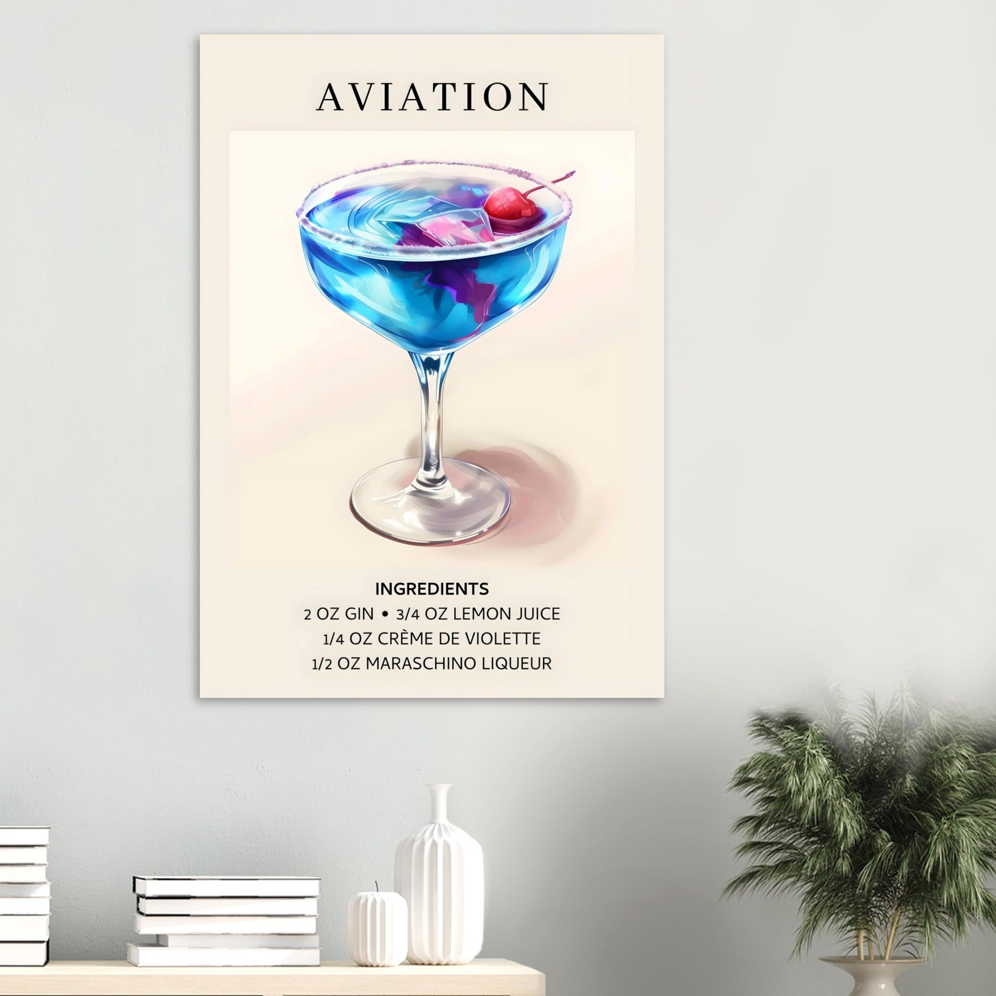 Artfulprints Aviation cocktail - Ingrediënten poster 70x100 cm