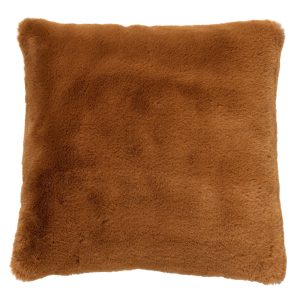 ZAYA – Sierkussen 45×45 cm – bontlook – effen kleur – Tobacco Brown –
