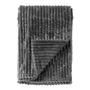 MARTHY – plaid 140×180 cm – zacht ribfluweel – corduroy – Charcoal Gra MARTHY – plaid 140×180 cm – zacht ribfluweel – corduroy – Charcoal Gra