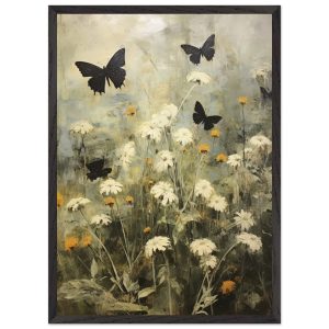 Artfulprints Poster met Lijst Butterflies in flowerfield 2 – 50×70 cm