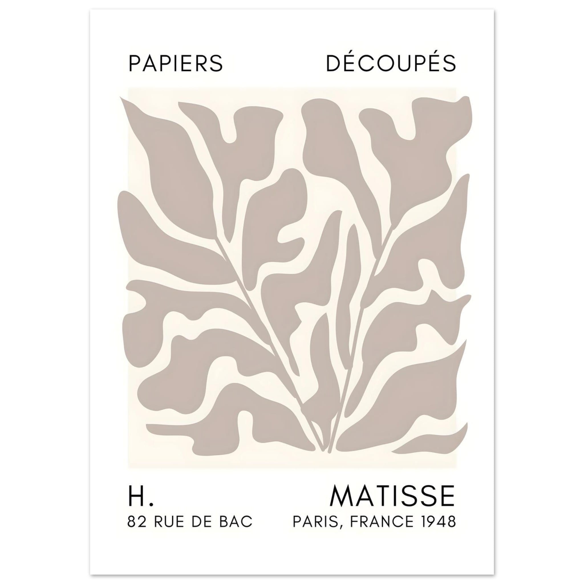 Artfulprints Poster Matisse – Seabed shapes grey - 50x70 cm - Grijs