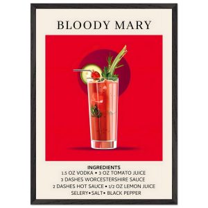 Artfulprints Poster met Lijst Bloody Mary cocktail – Ingrediënten – 50 Artfulprints Poster met Lijst Bloody Mary cocktail – Ingrediënten – 50