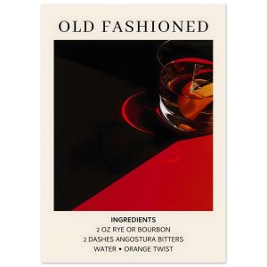 Artfulprints Poster Old Fashioned cocktail – Ingrediënten – 50×70 cm –