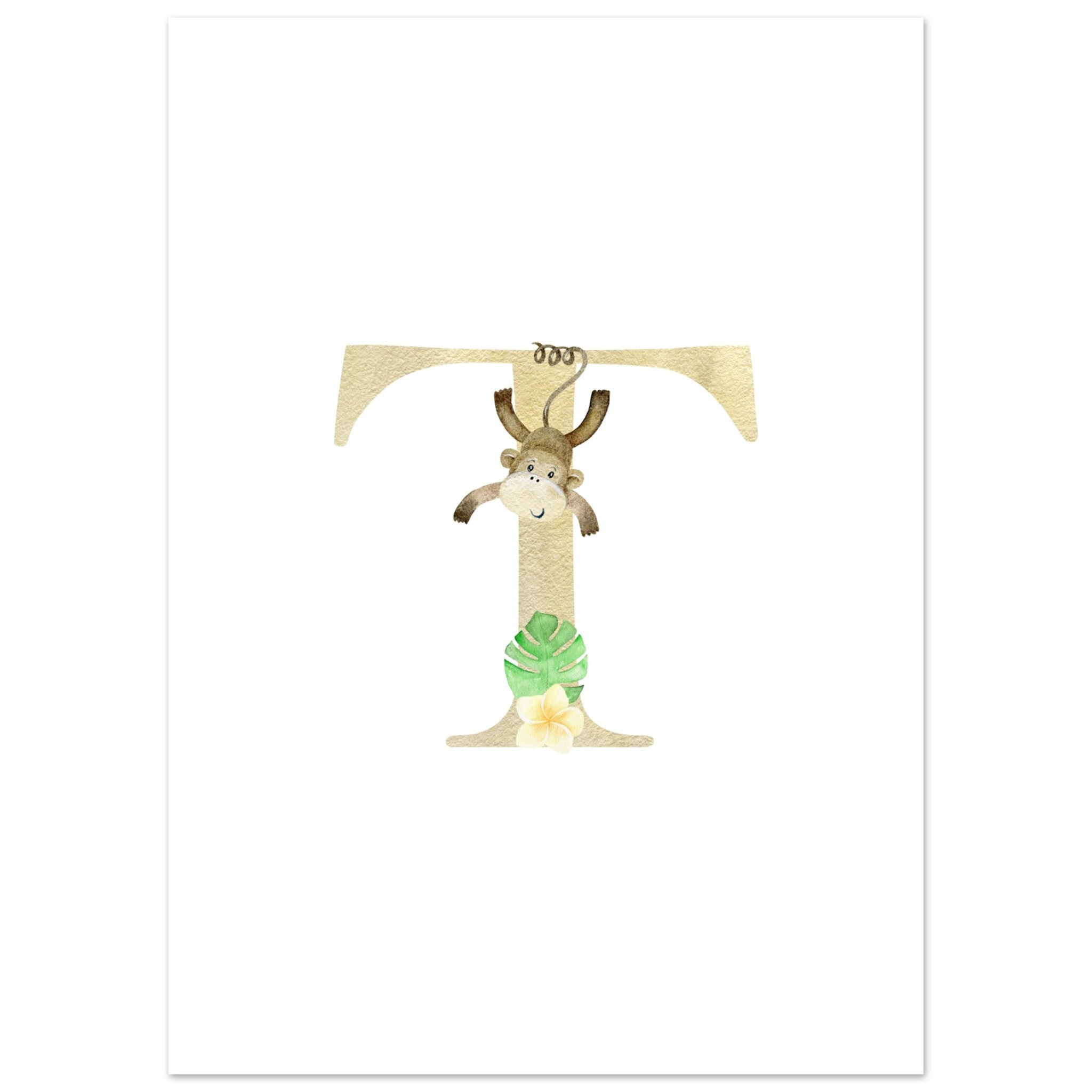 Artfulprints Poster Letter T kindernaam - 50x70 cm - Meerkleurig