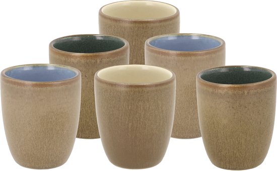 Bitz Espressokop 'Wood' 90 ml - set van 6 stuks - colour mix