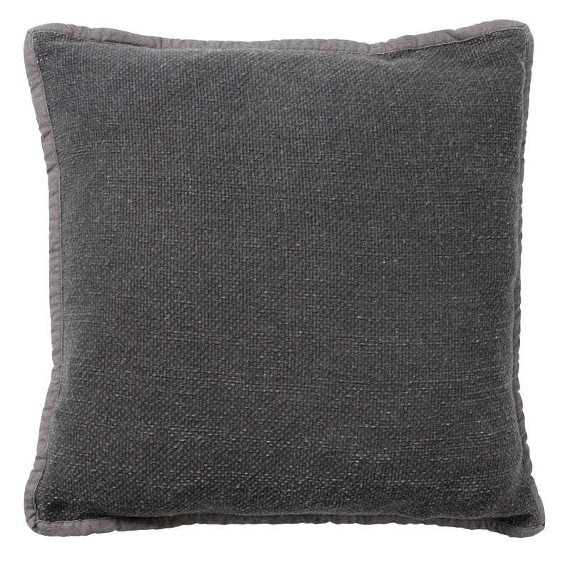 BOWIE - kussenhoes 45x45 cm - gewassen katoen - Charcoal Gray - antrac