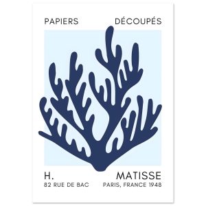 Artfulprints Poster Matisse – Coral harmony navy blue I – A4 21×29.7 c Artfulprints Poster Matisse – Coral harmony navy blue I – A4 21×29.7 c