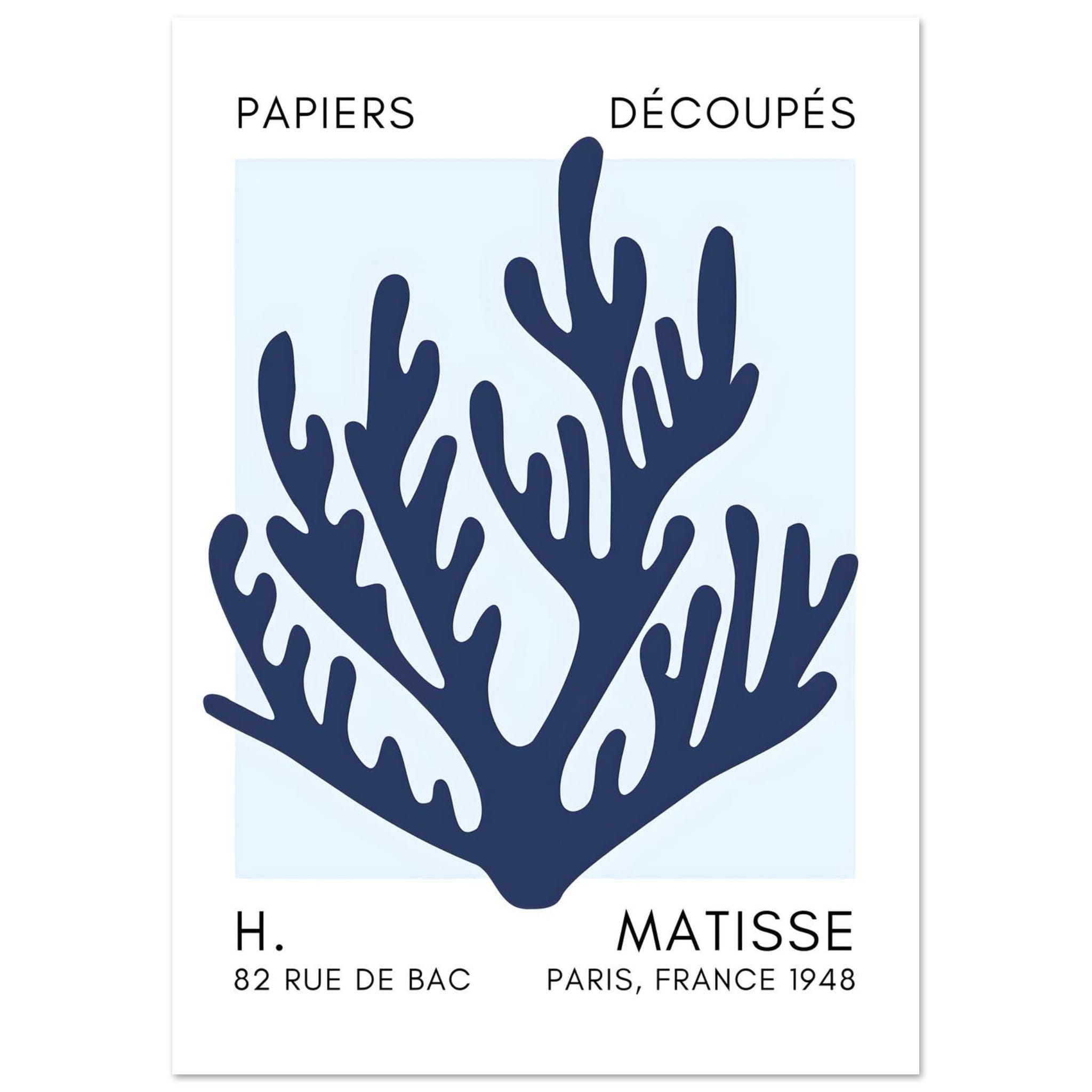Artfulprints Poster Matisse – Coral harmony navy blue I - A4 21x29.7 c