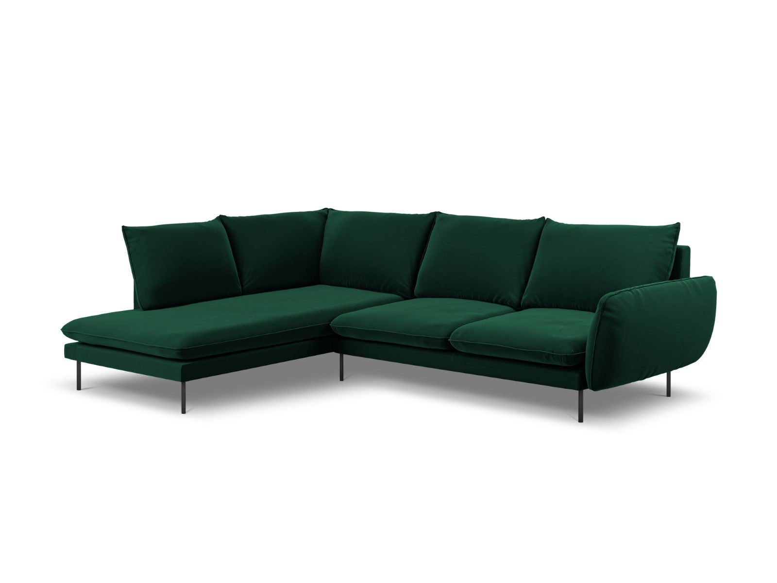 Cosmopolitan Design linker hoekbank Vienna 6-zits, flueel, flessengroe