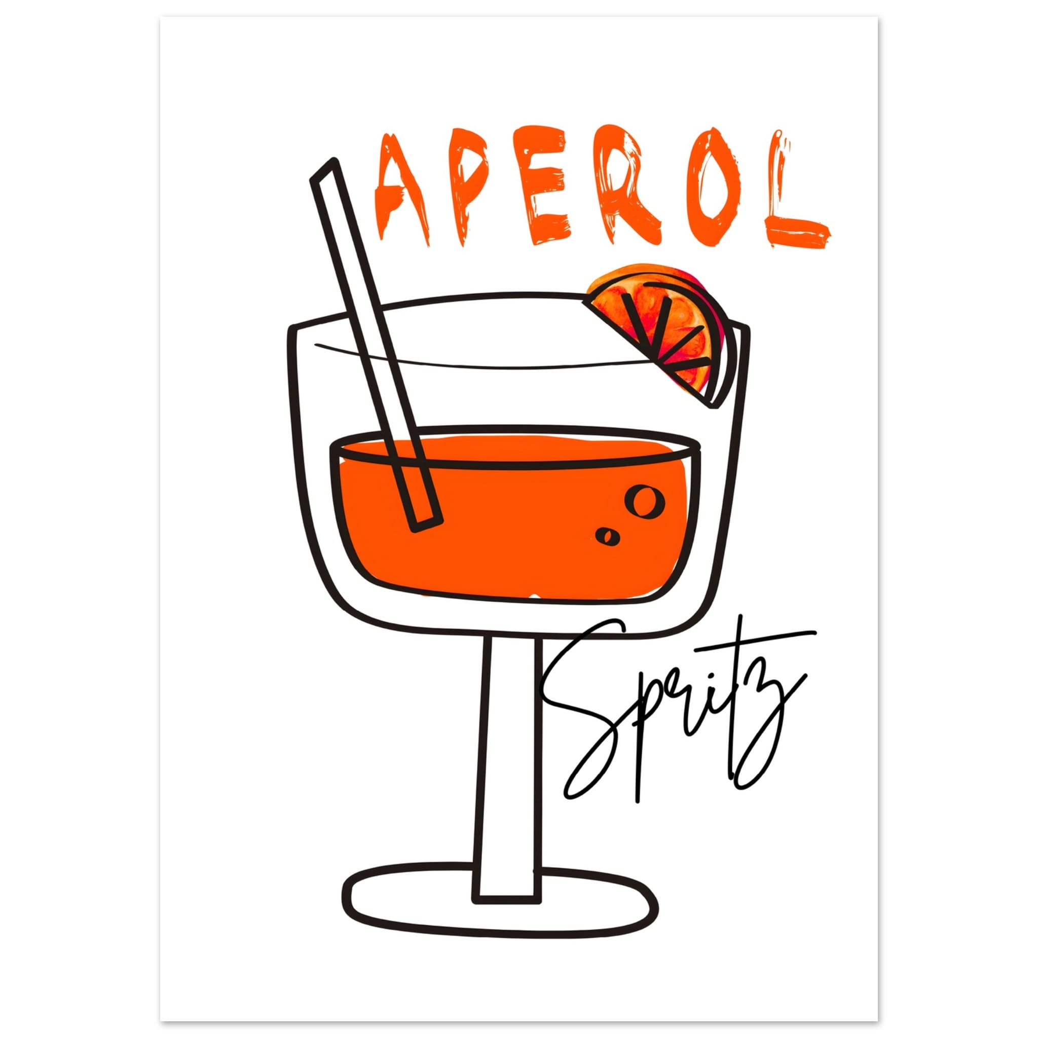 Artfulprints Poster Aperol Spritz - Minimalistic - 50x70 cm - Oranje