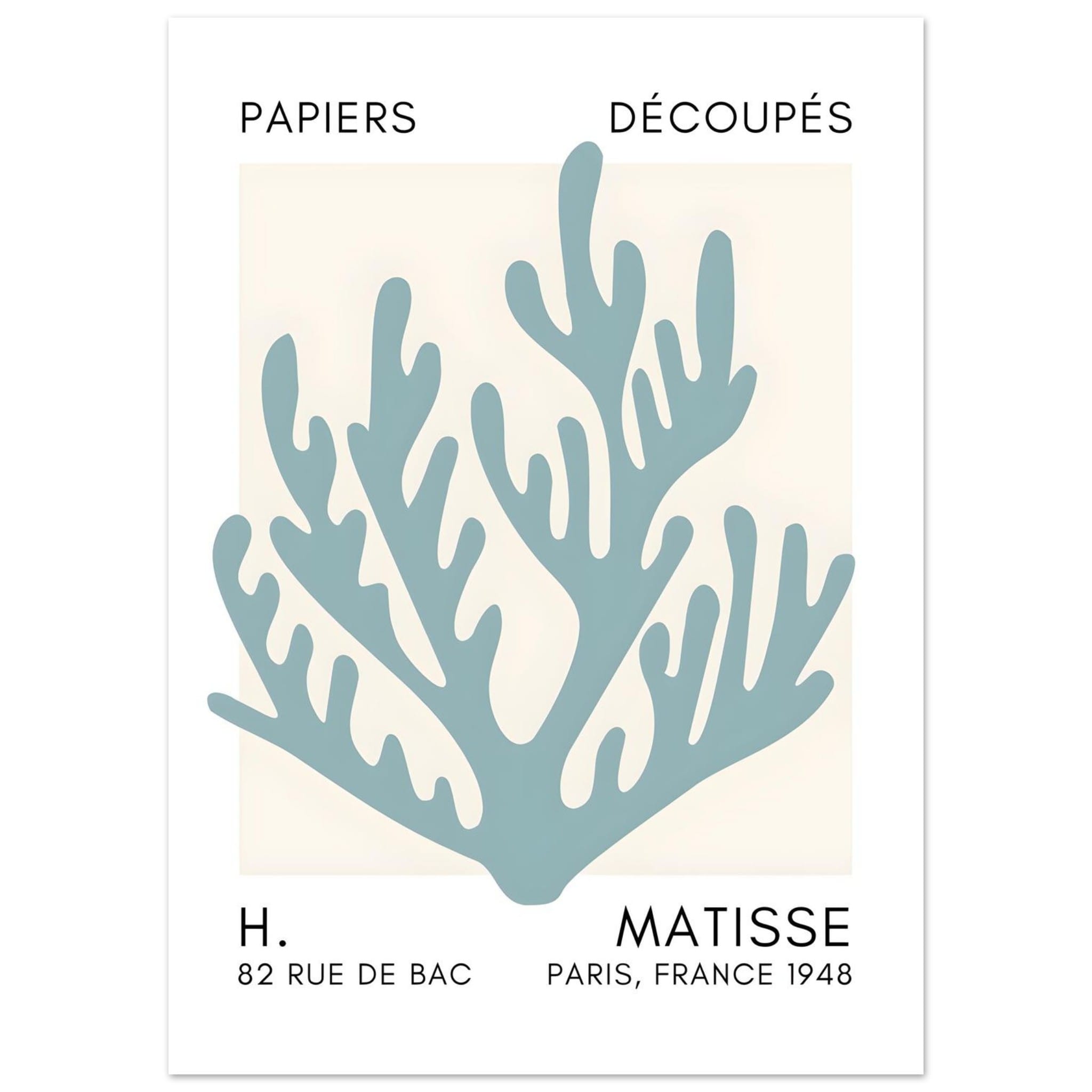 Artfulprints Poster Matisse – Coral harmony turquoise - 50x70 cm - Tur