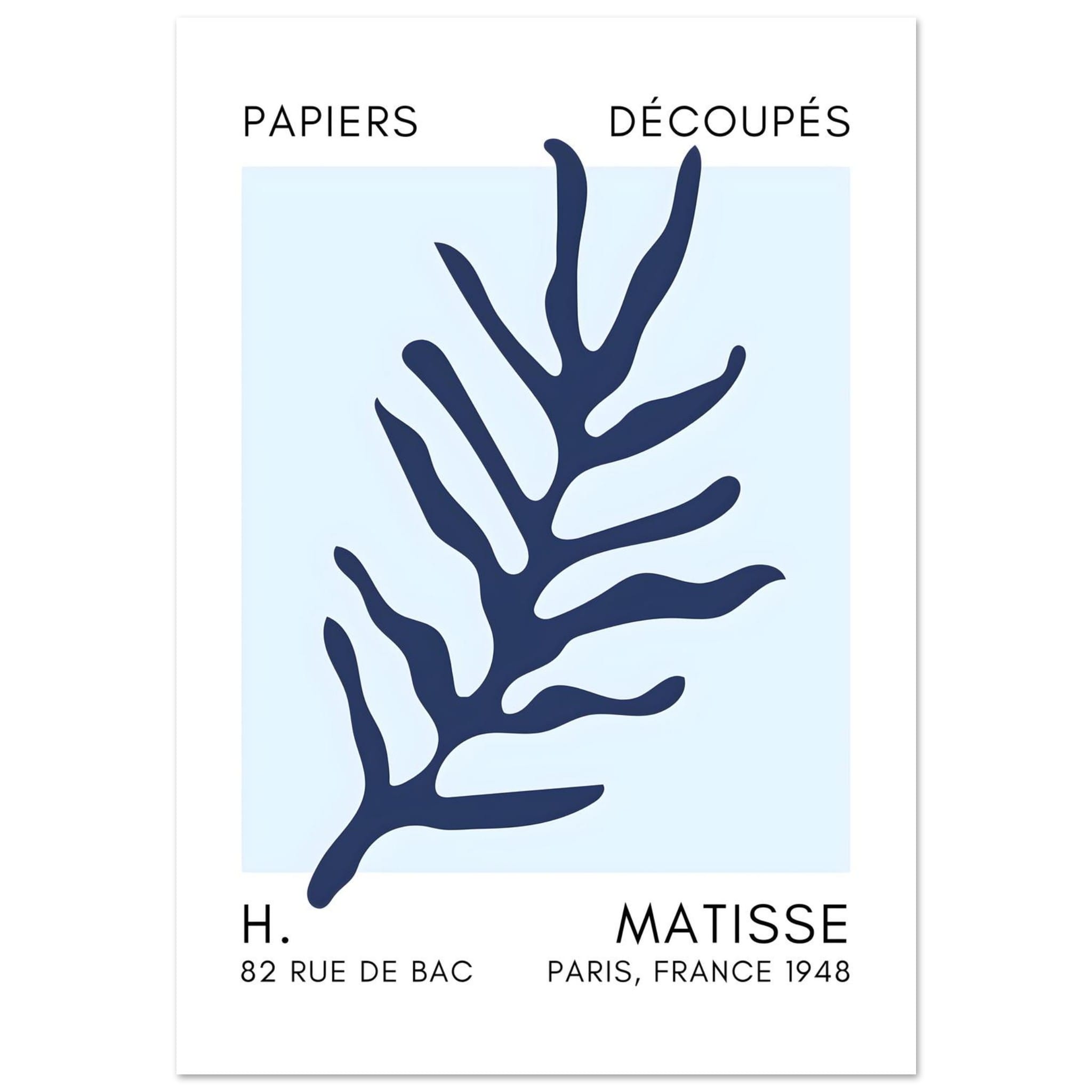 Artfulprints Poster Matisse – Ocean flora navy blue I - 70x100 cm - Bl