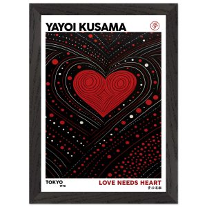 Artfulprints Poster met Lijst Yayoi Kusama – Love needs heart – A4 21x Artfulprints Poster met Lijst Yayoi Kusama – Love needs heart – A4 21x