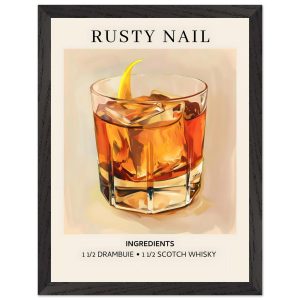 Artfulprints Poster met Lijst Rusty Nail cocktail – Ingredients – 30×4 Artfulprints Poster met Lijst Rusty Nail cocktail – Ingredients – 30×4