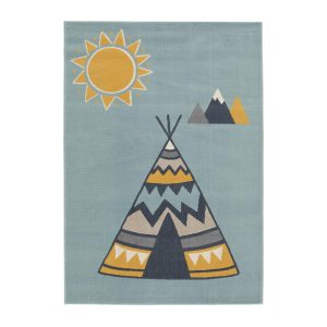 AFK Living vloerkleed Tipi – voor kinderen – blauw – 120 x 170 cm AFK Living vloerkleed Tipi – voor kinderen – blauw – 120 x 170 cm