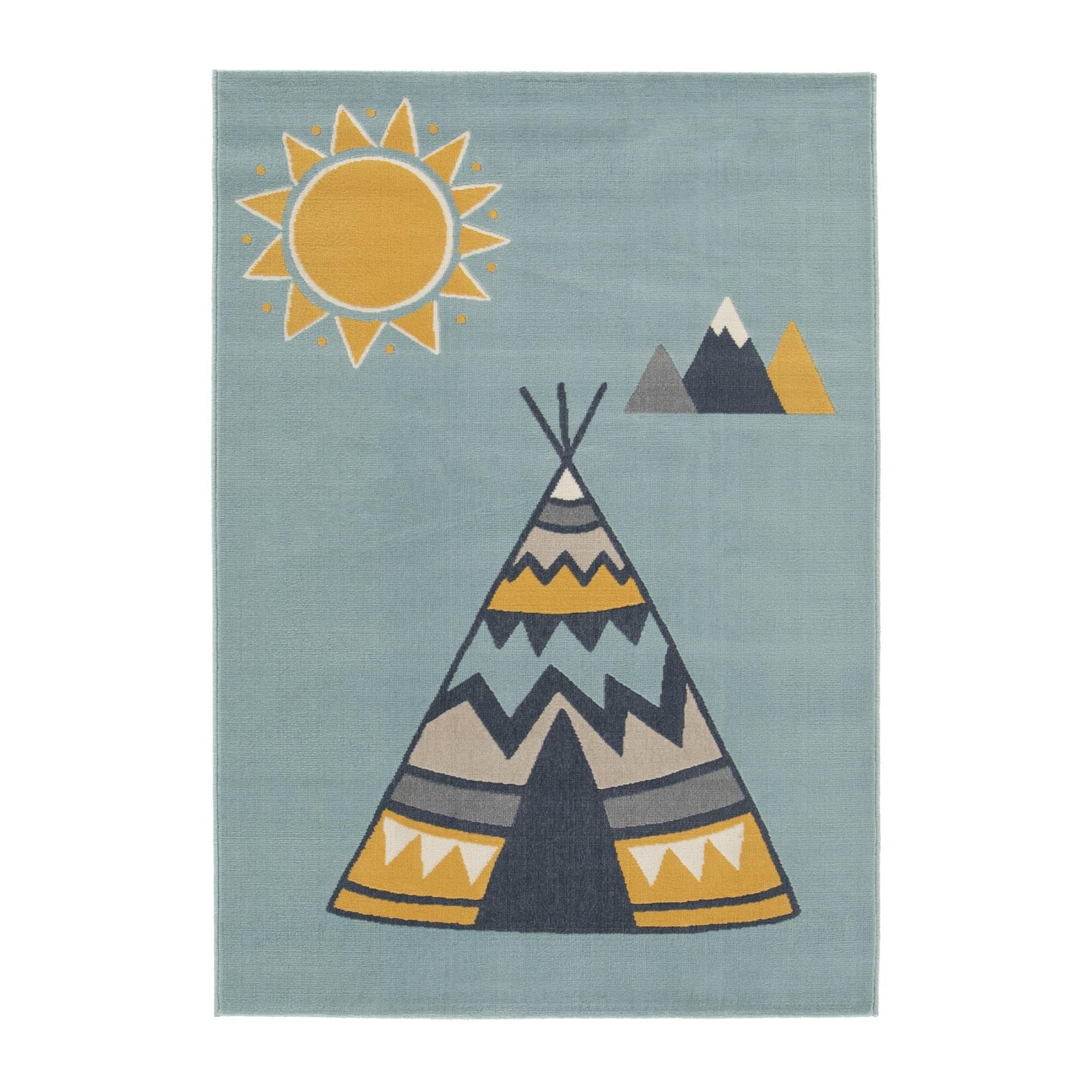 AFK Living vloerkleed Tipi - voor kinderen - blauw - 120 x 170 cm