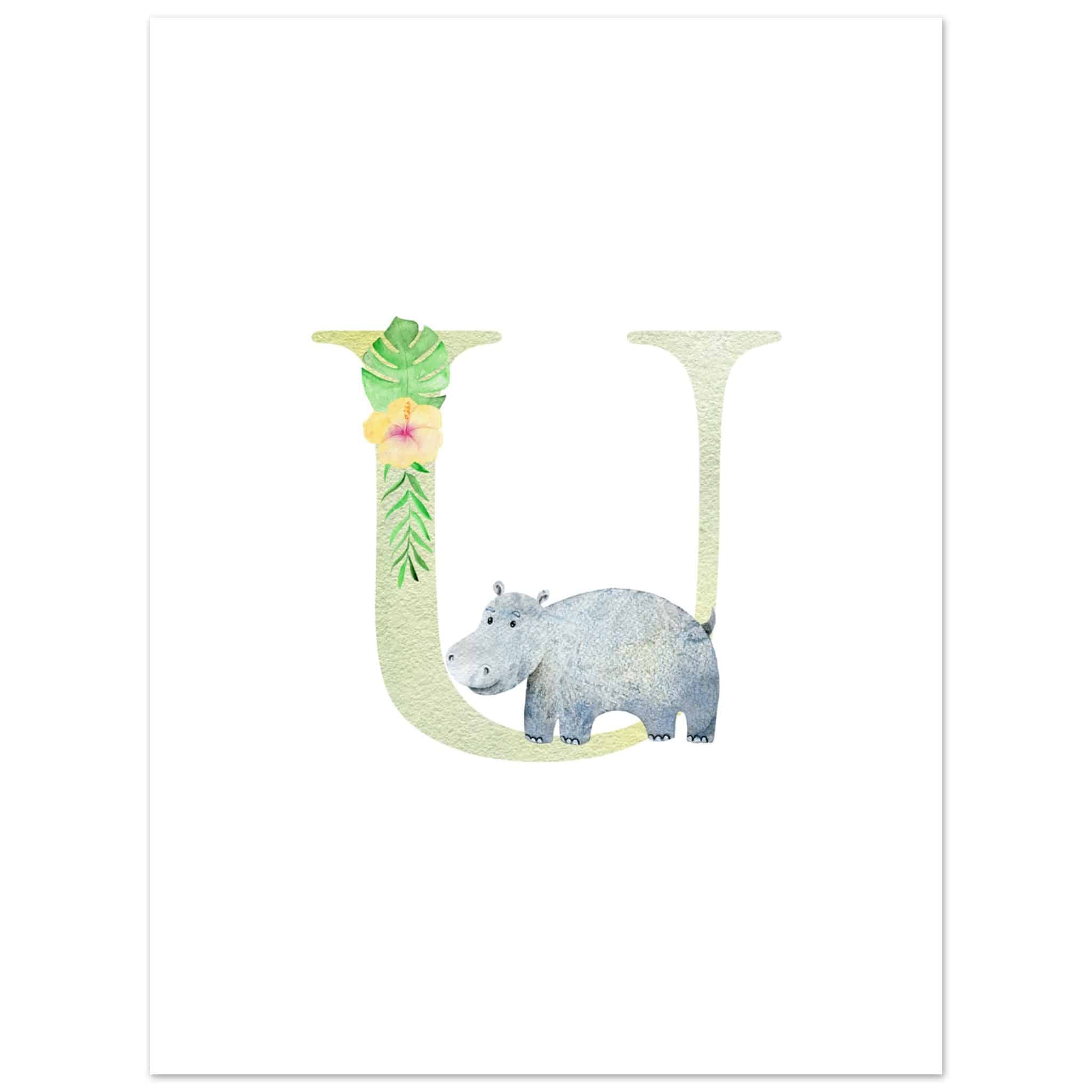 Artfulprints Poster Letter U kindernaam - 30x40 cm - Meerkleurig