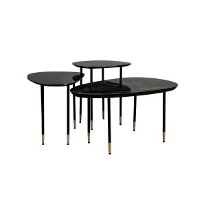 Dutchbone Phyllis Bijzettafel Organische vorm Mangohout Zwart – Set va Dutchbone Phyllis Bijzettafel Organische vorm Mangohout Zwart – Set va