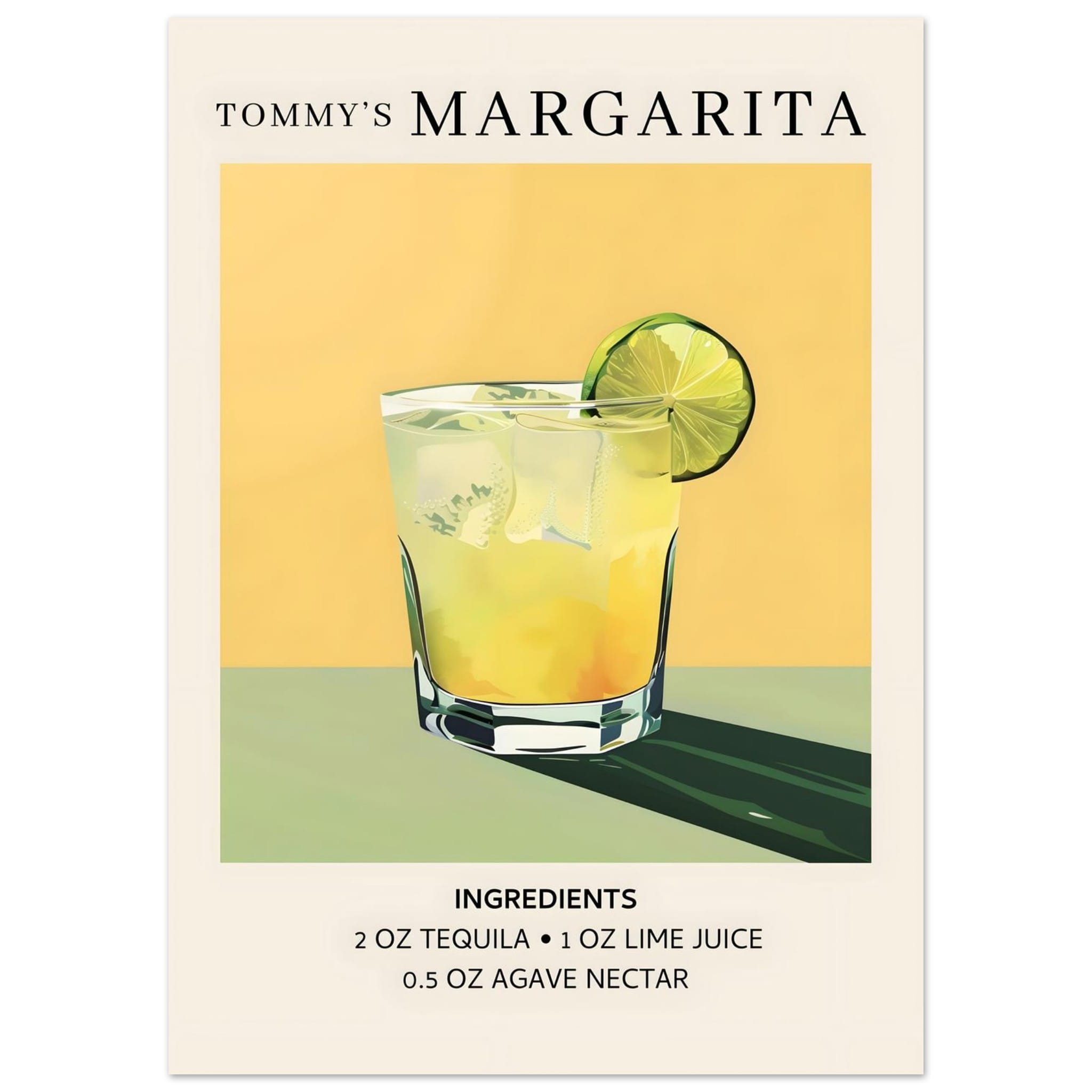 Artfulprints Poster Tommy's Margarita cocktail - Ingrediënten - 50x70