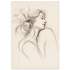 Artfulprints Poster Abstract – Whispers of her – A4 21×29.7 cm – Zwart
