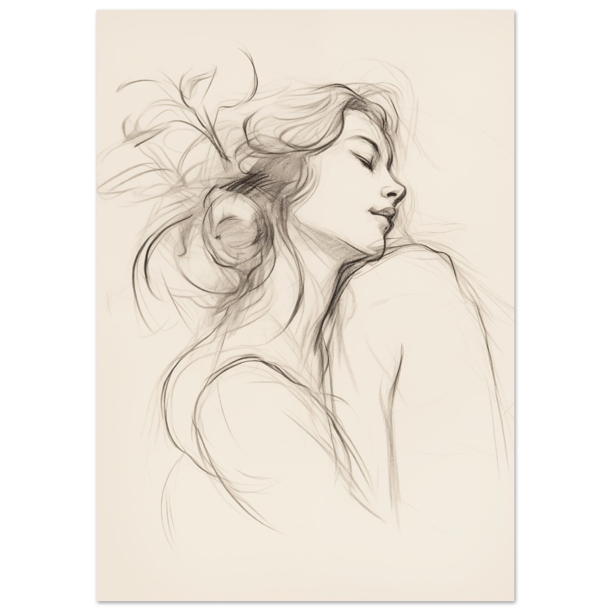 Artfulprints Poster Abstract - Whispers of her - A4 21x29.7 cm - Zwart