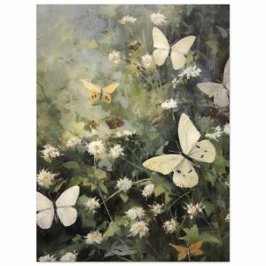 Artfulprints Poster Butterflies in flowerfield – 30×40 cm – Donkergroe