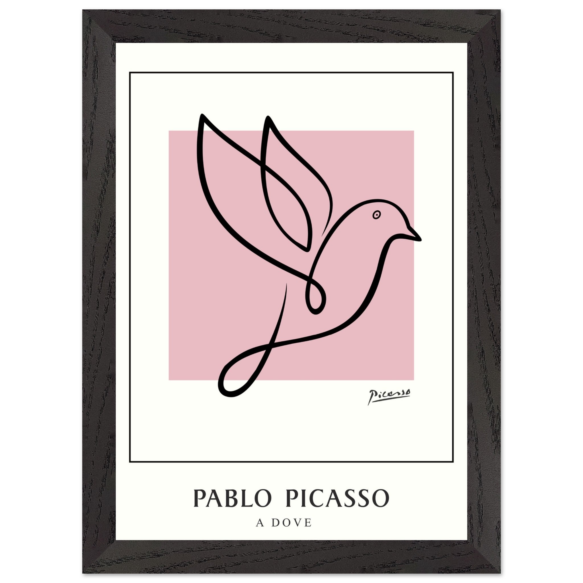 Artfulprints Poster met Lijst Pablo Picasso - A dove - A4 21x29.7 cm -