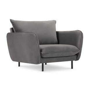 Cosmopolitan Design Fauteuil Vienna flueel, lichtgrijs – 94x97x95cm