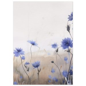 Artfulprints Poster Flower aquarel 3 – 50×70 cm – Blauw