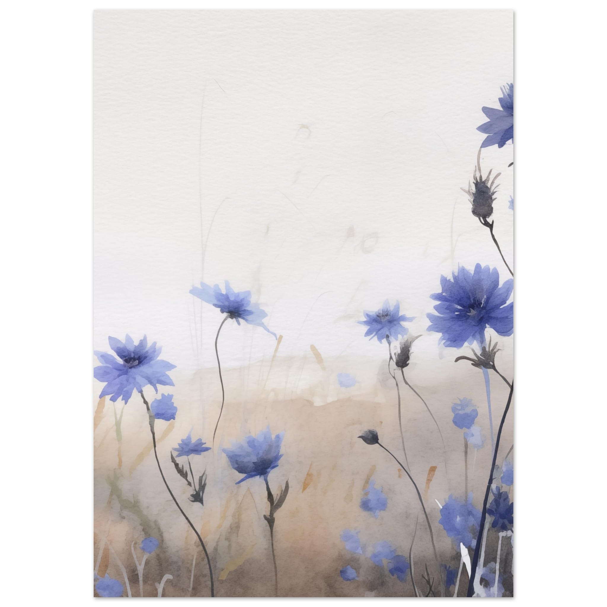 Artfulprints Poster Flower aquarel 3 - 50x70 cm - Blauw
