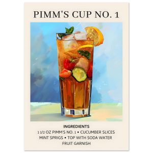 Artfulprints Poster Pimm's Cup No. 1 cocktail – Ingrediënten – A4 21×2