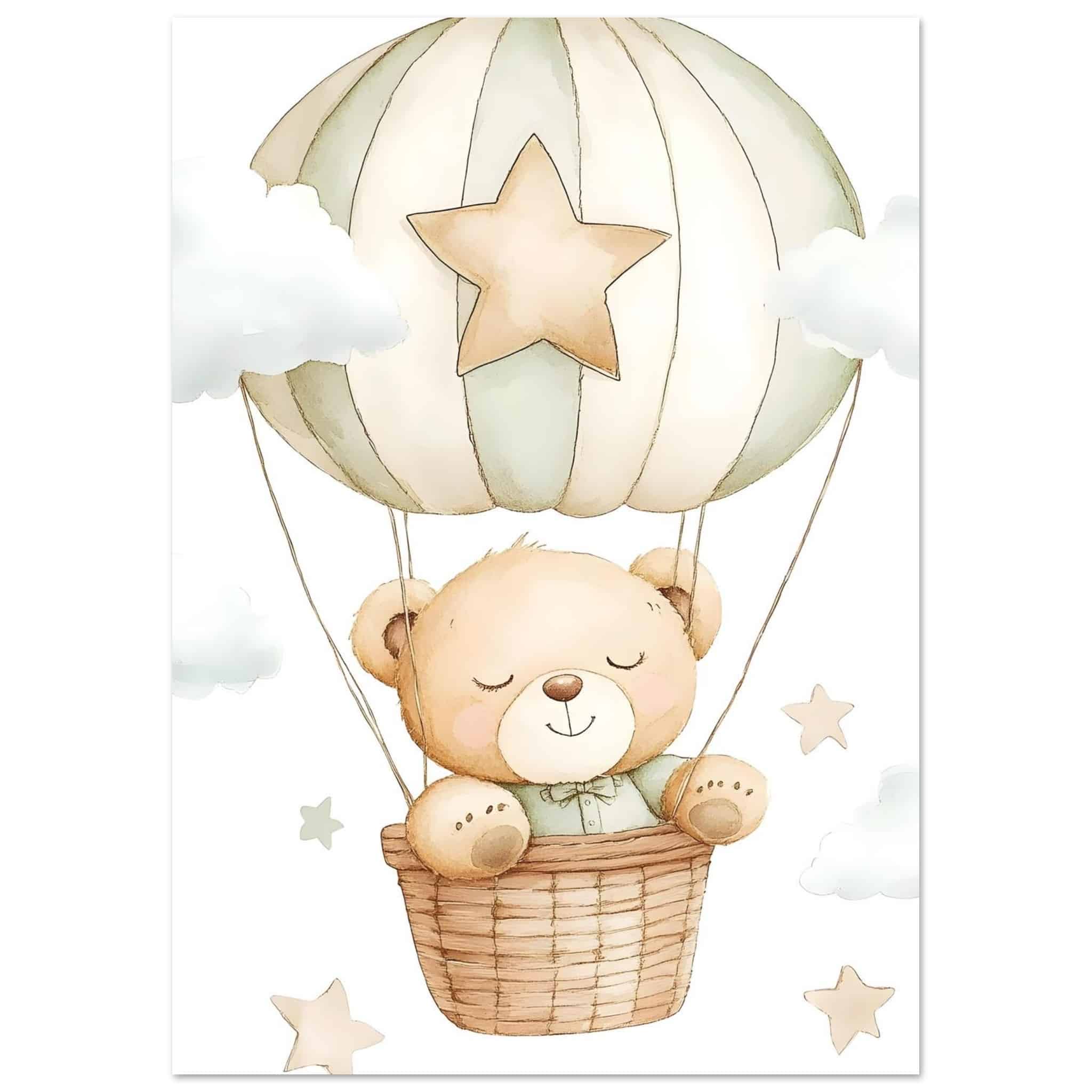 Artfulprints Poster Beer in de wolken - A4 21x29.7 cm - beige