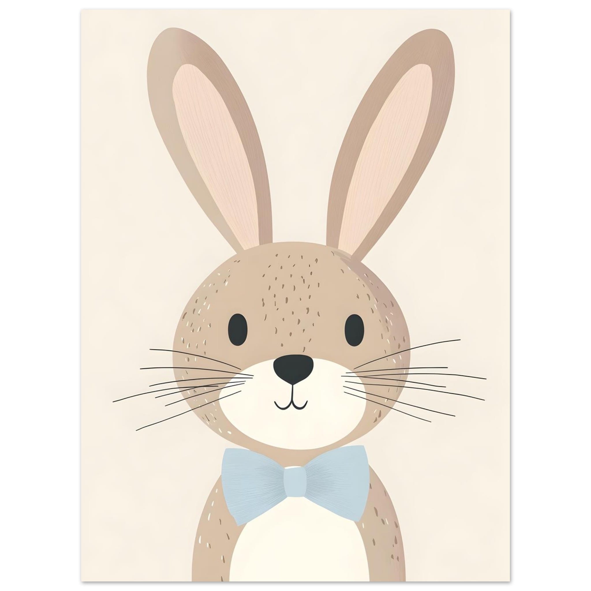 Artfulprints Poster Konijn met strik - 30x40 cm - Bruin