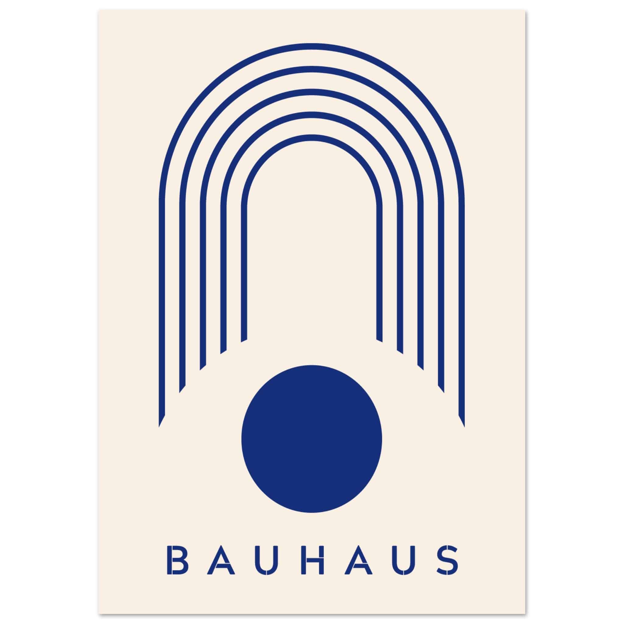 Artfulprints Poster Bauhaus - Blue arches - A4 21x29.7 cm - Blauw