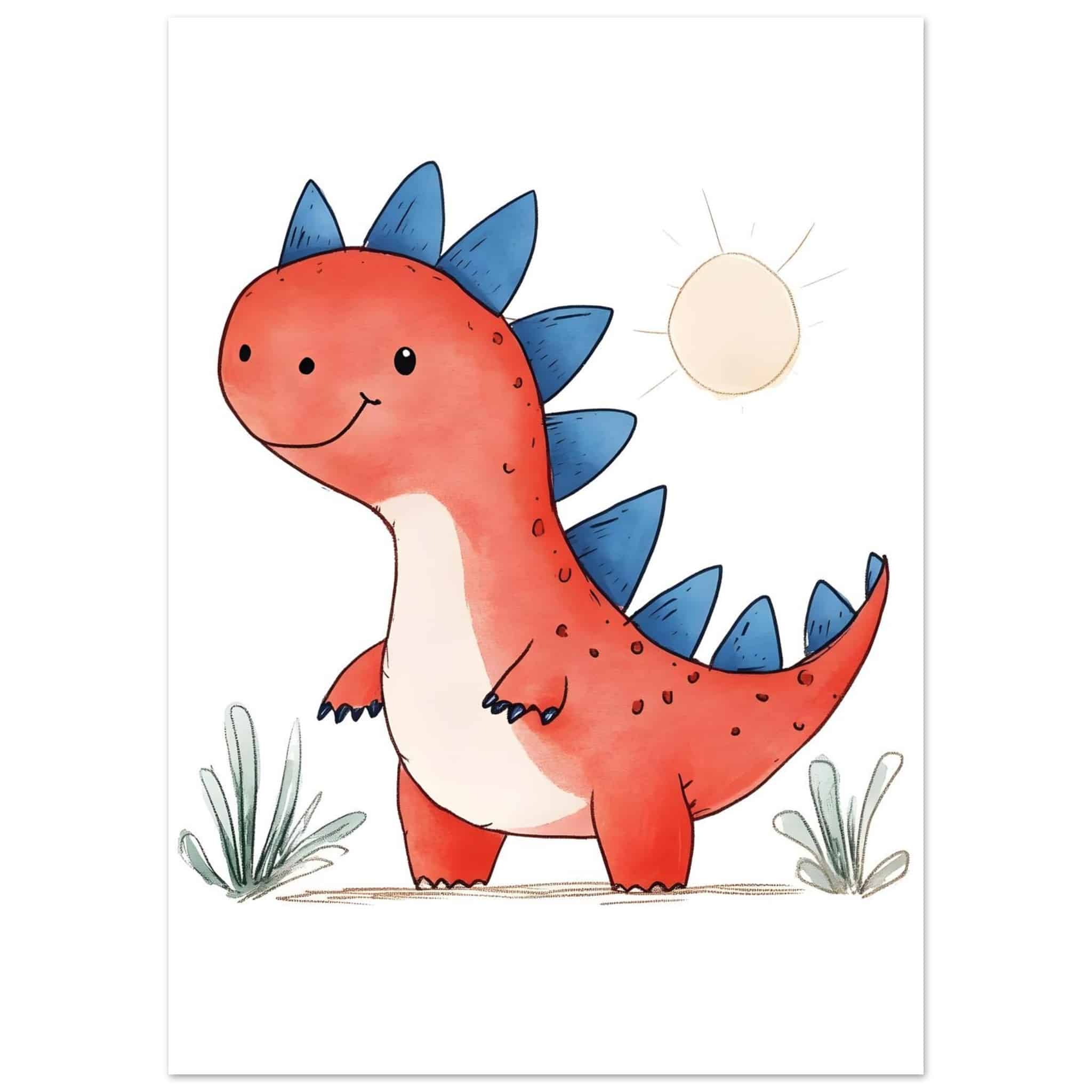 Artfulprints Kleurrijke dinosaurus poster 50x70 cm