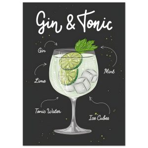 Artfulprints Gin Tonic cocktail – Illustratie poster 50×70 cm Artfulprints Gin Tonic cocktail – Illustratie poster 50×70 cm