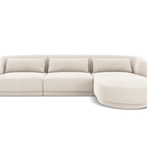 Cosmopolitan Design rechter hoekbank Tulum 4-zits, flueel, lichtbeige Cosmopolitan Design rechter hoekbank Tulum 4-zits, flueel, lichtbeige