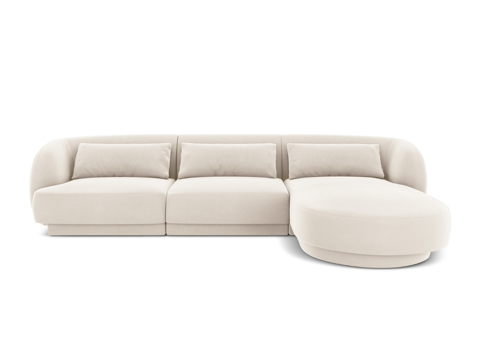 Cosmopolitan Design rechter hoekbank Tulum 4-zits, flueel, lichtbeige