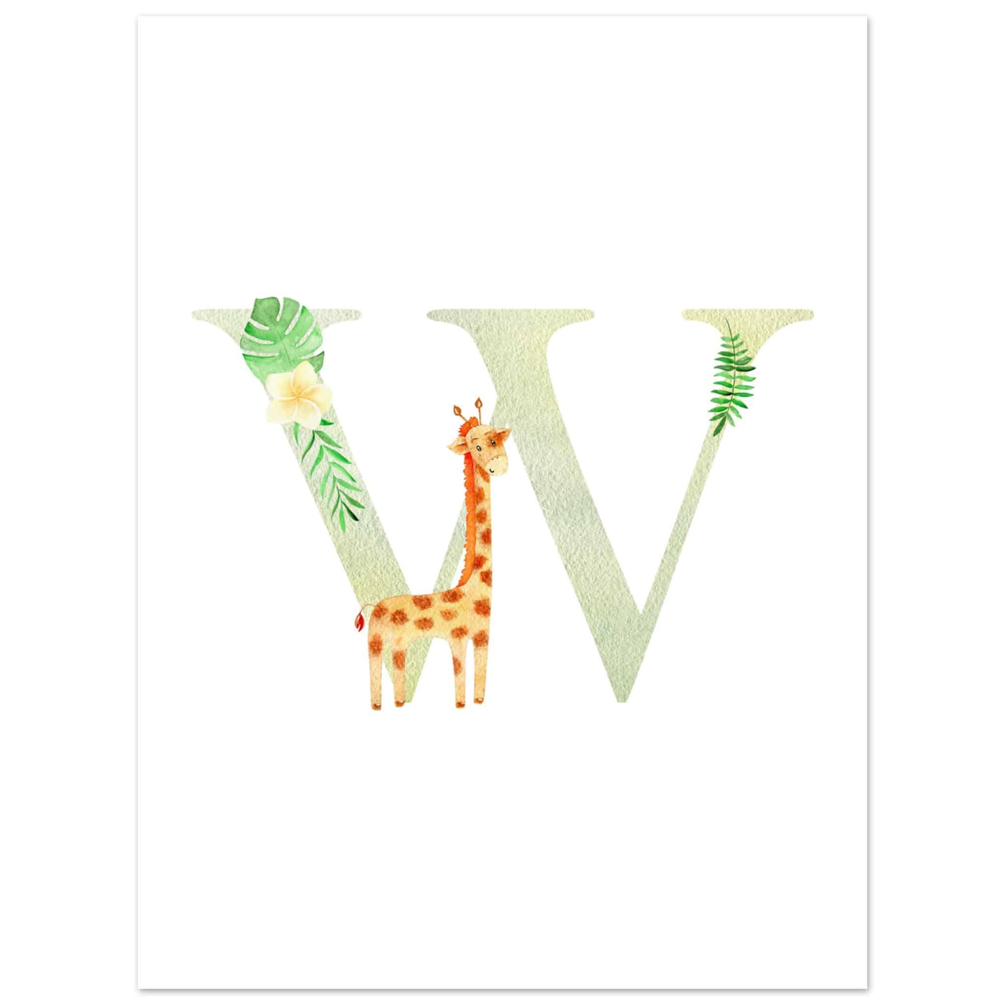 Artfulprints Poster Letter W kindernaam - 30x40 cm - Meerkleurig