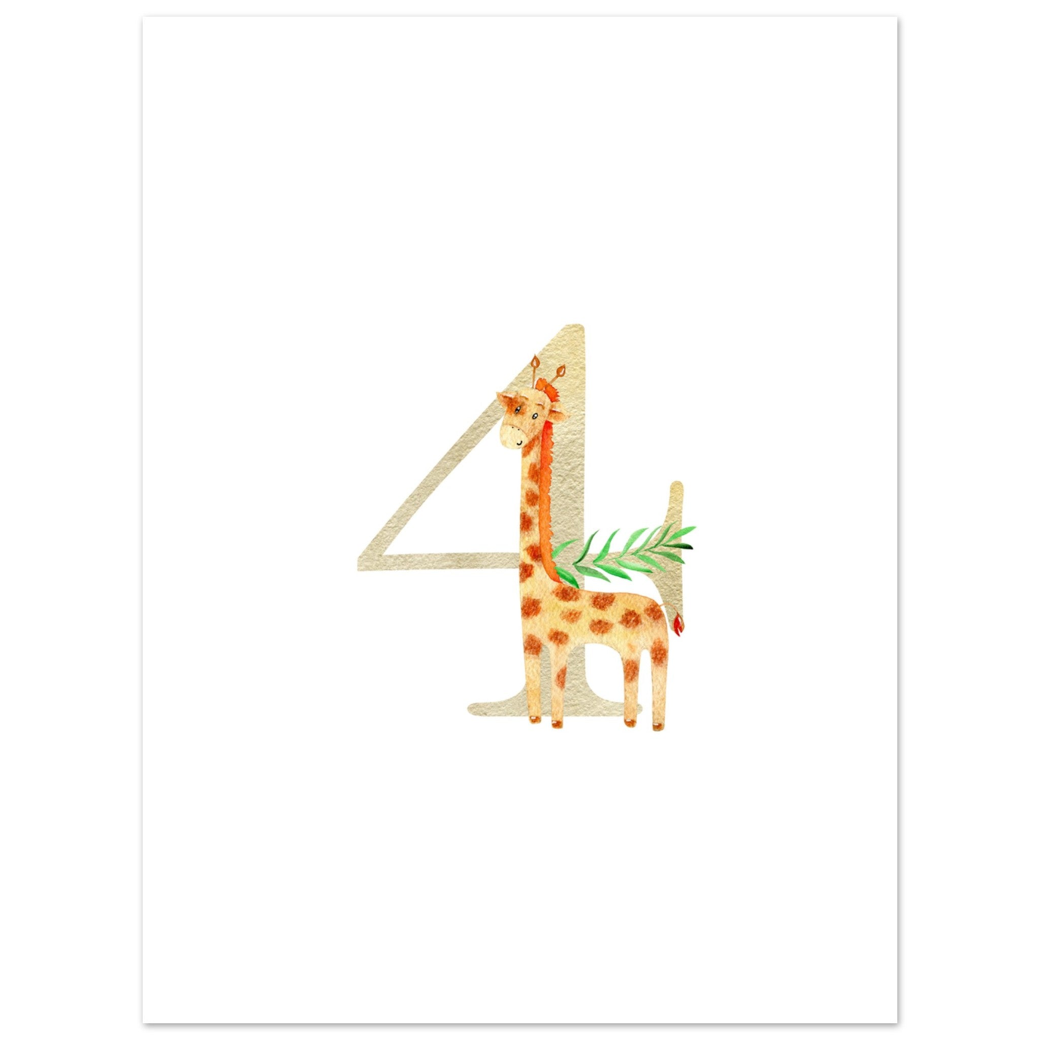 Artfulprints Poster Cijfer 4 kinderkamer - 30x40 cm - Meerkleurig