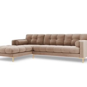 Cosmopolitan Design linker hoekbank Bali 5-zits, flueel, beige – 185×2 Cosmopolitan Design linker hoekbank Bali 5-zits, flueel, beige – 185×2