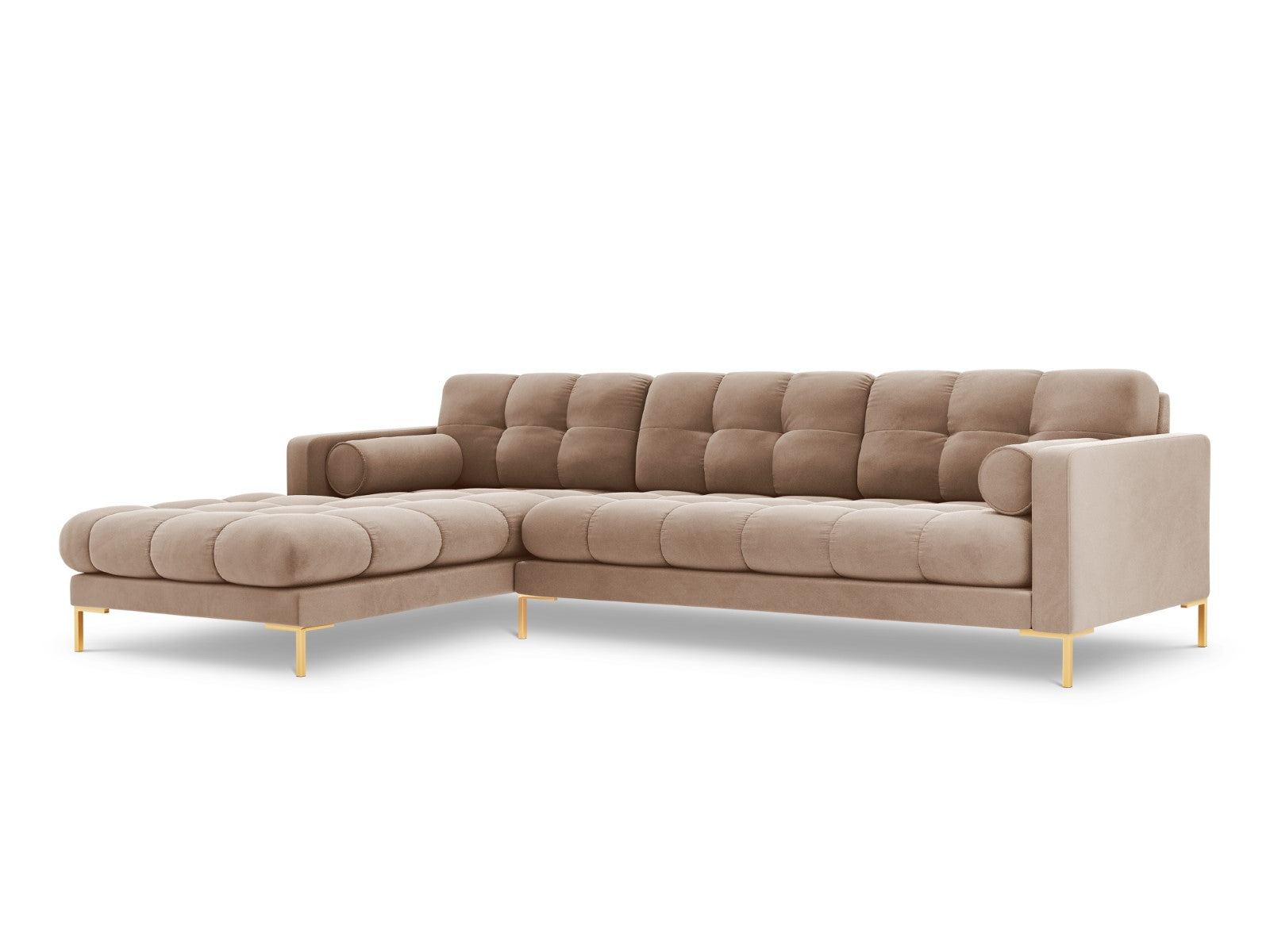Cosmopolitan Design linker hoekbank Bali 5-zits, flueel, beige - 185x2